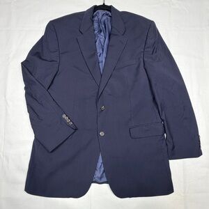 Lauren Ralph Lauren Navy Blue Blazer Size 44L Wool Blend Two Button Solid Formal